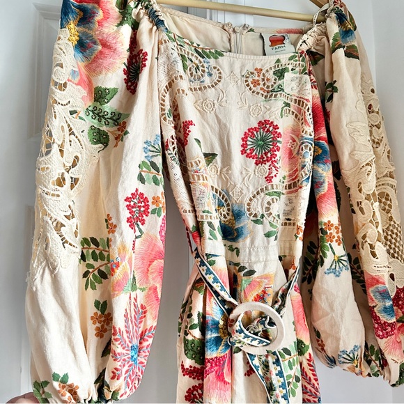 Farm Rio Delicate Sand Belted Romper - Picture 7 of 7